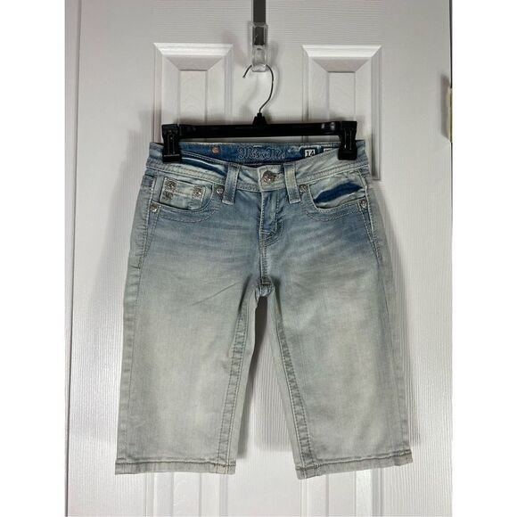Miss Me Girls Denim Bermuda Shorts Size 14 - Picture 1 of 5
